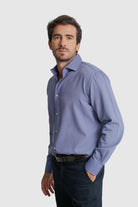 CAMISA ALGODÃO REGULAR FIT AZUL LISA MARK BELLUCCI