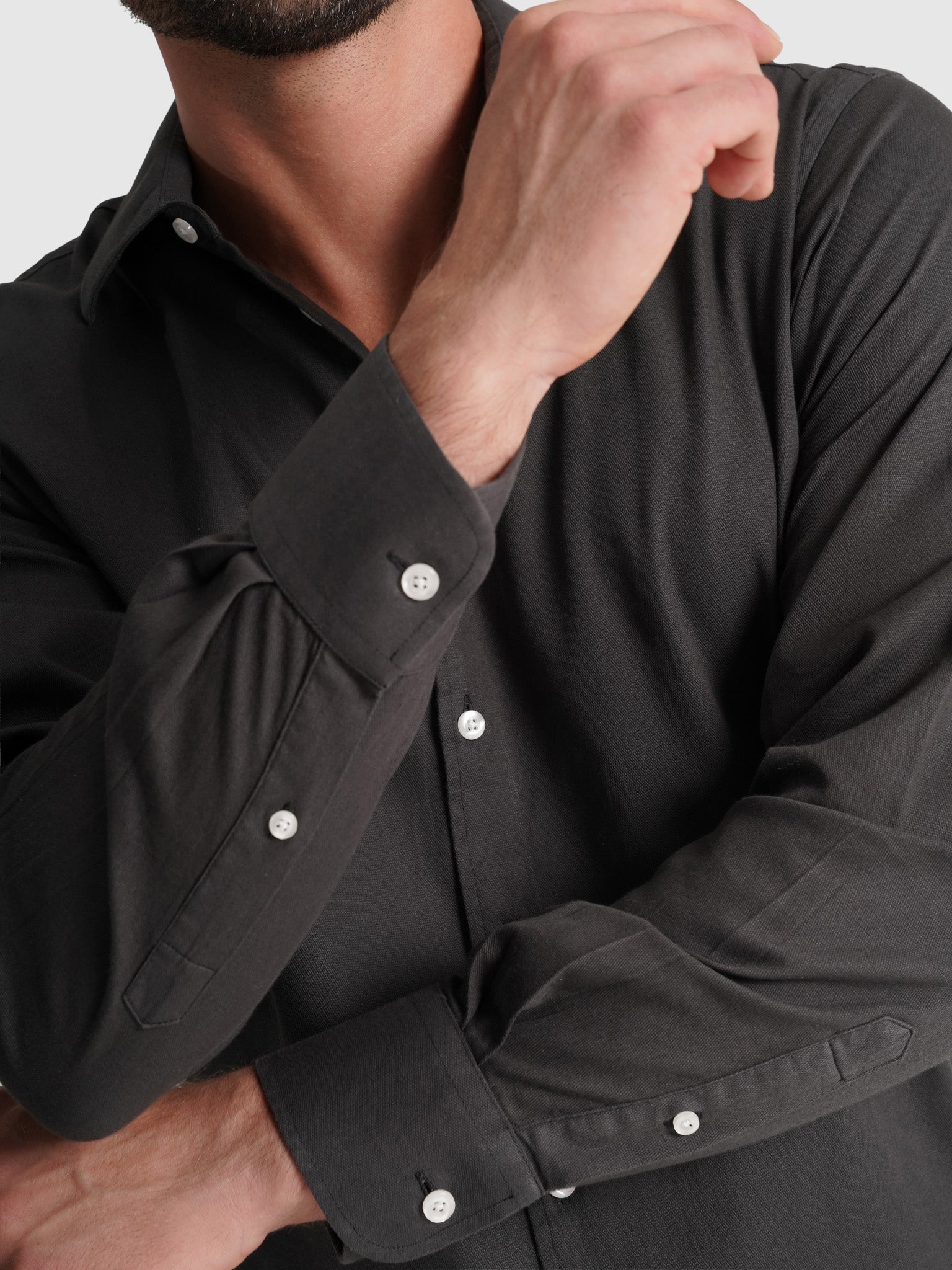 CAMISA ALGODÃO CINZENTA MANGA COMPRIDA REGULAR FIT MARK BELLUCCI