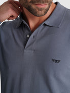 Polo Algodão Azul Manga Comprida Regular Fit Mr. Blue