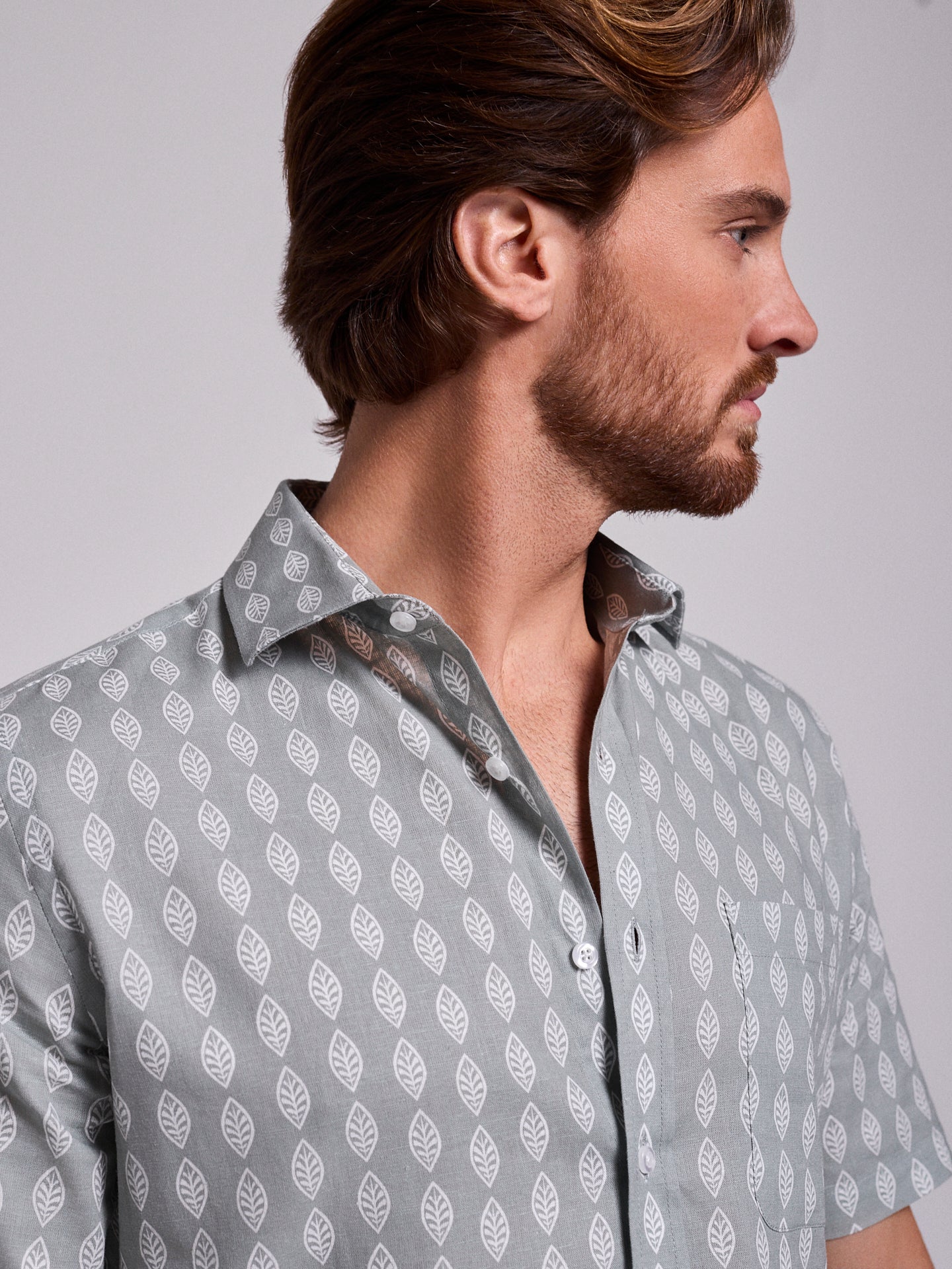 Camisa Linho Verde Manga Curta Regular Fit Mr. Blue