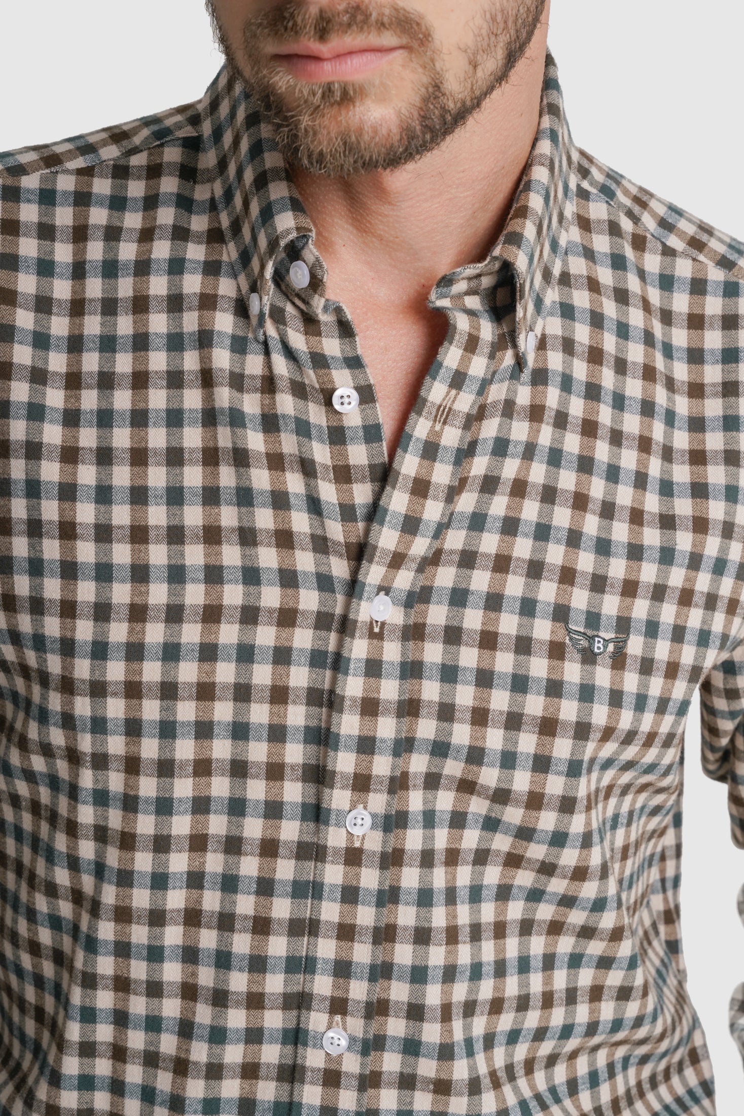 CAMISA ALGODÃO REGULAR FIT VERDE QUADRADA MR. BLUE