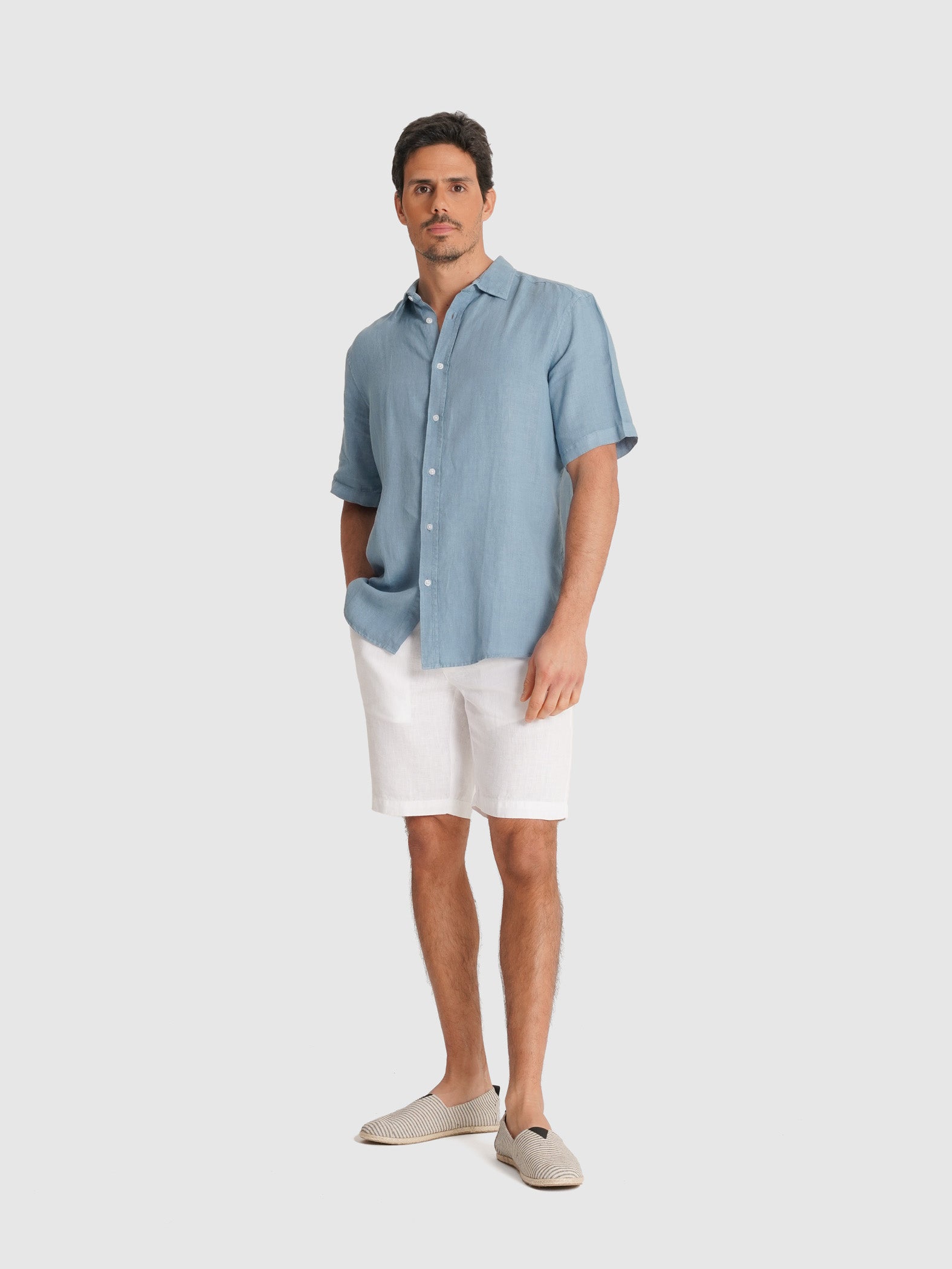 CAMISA AZUL MANGA CURTA TAILORED FIT MARK BELLUCCI