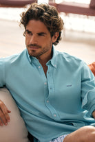 CAMISA DOBBY AZUL MANGA COMPRIDA REGULAR FIT MR. BLUE