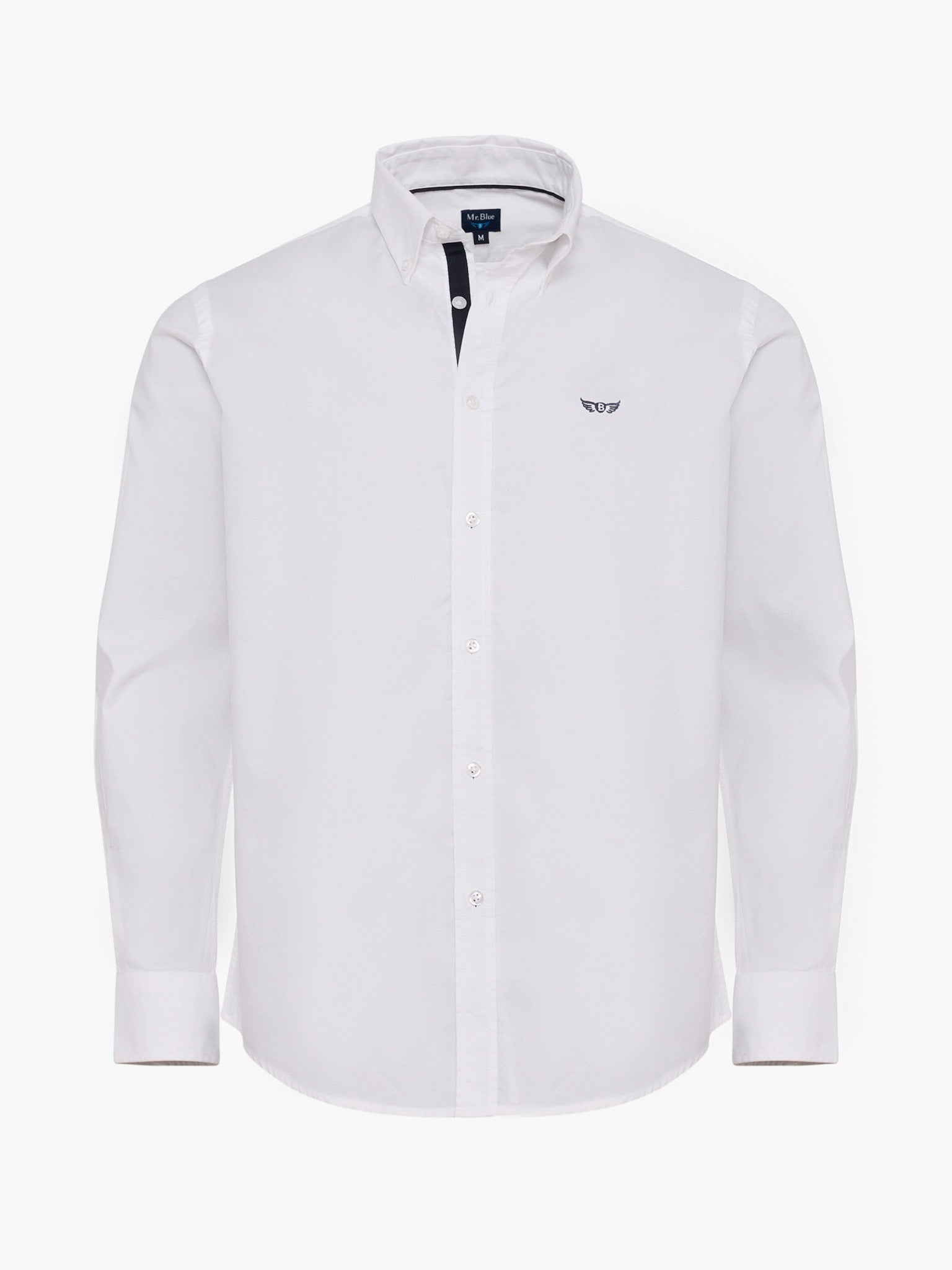 Camisa Algodão Branca Manga Comprida Regular Fit Mr. Blue