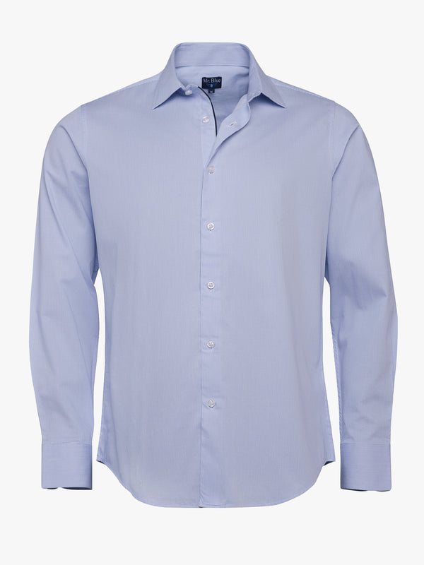 Camisa Slim Fit Twill Azul Mr. Blue