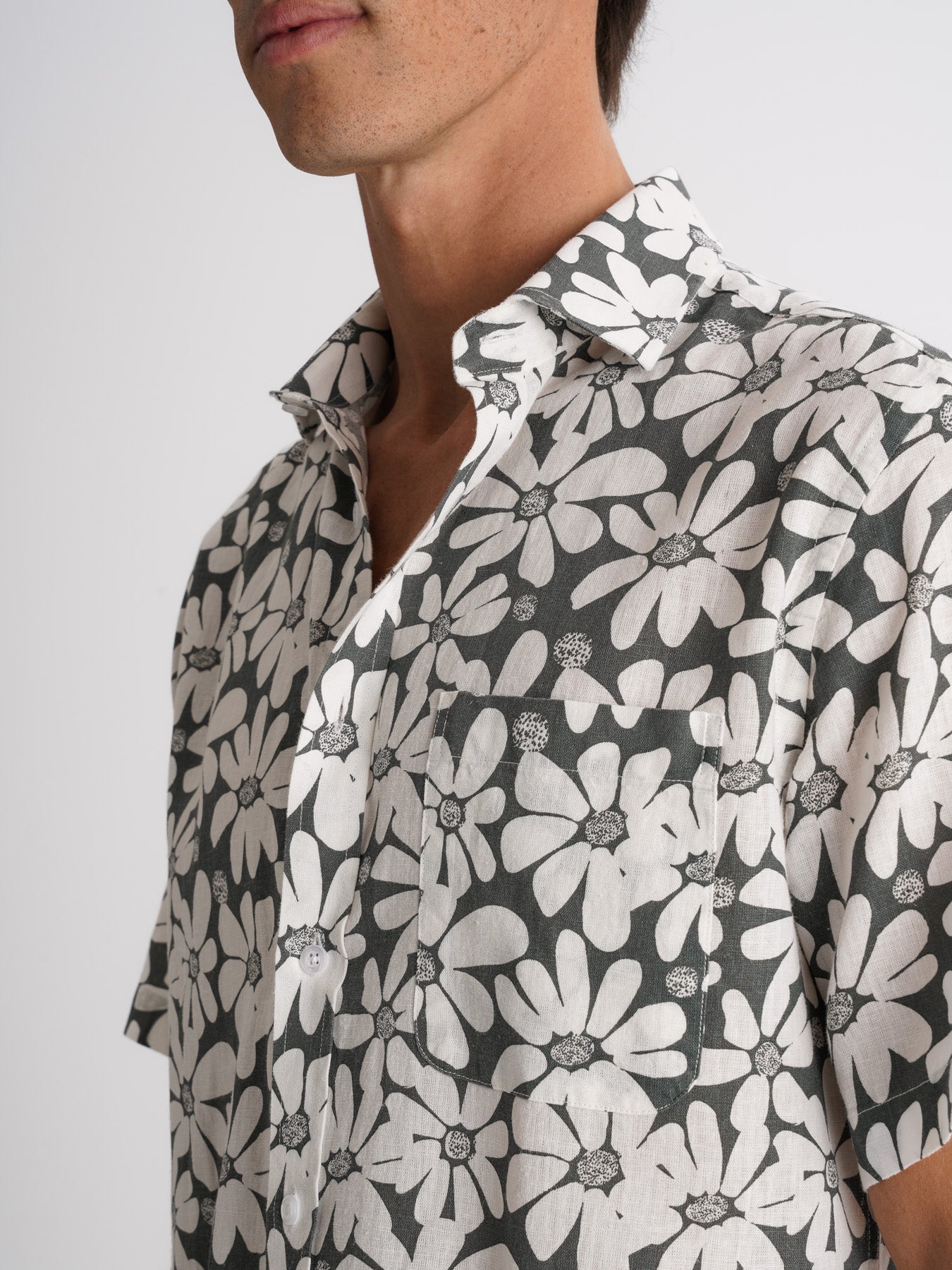 Camisa Regular Fit Linho Cinzenta Mr. Blue