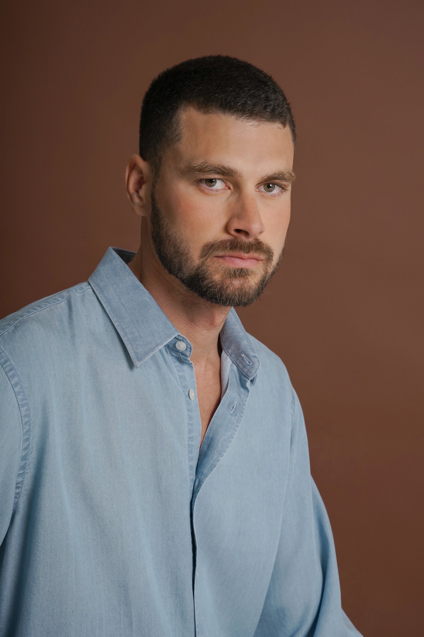 CAMISA TENCEL TAILORED FIT AZUL LISA MARK BELLUCCI