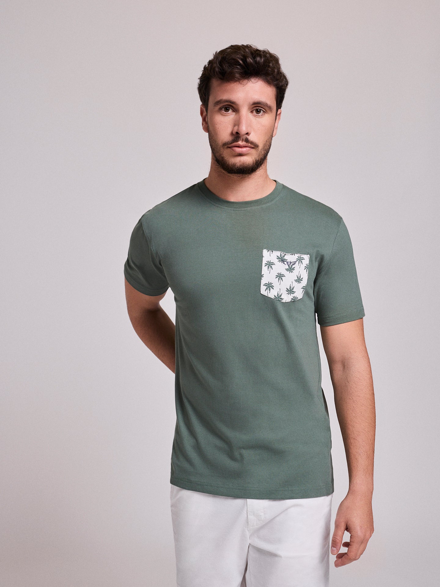 T-SHIRT ALGODÃO VERDE MANGA CURTA REGULAR FIT MR. BLUE