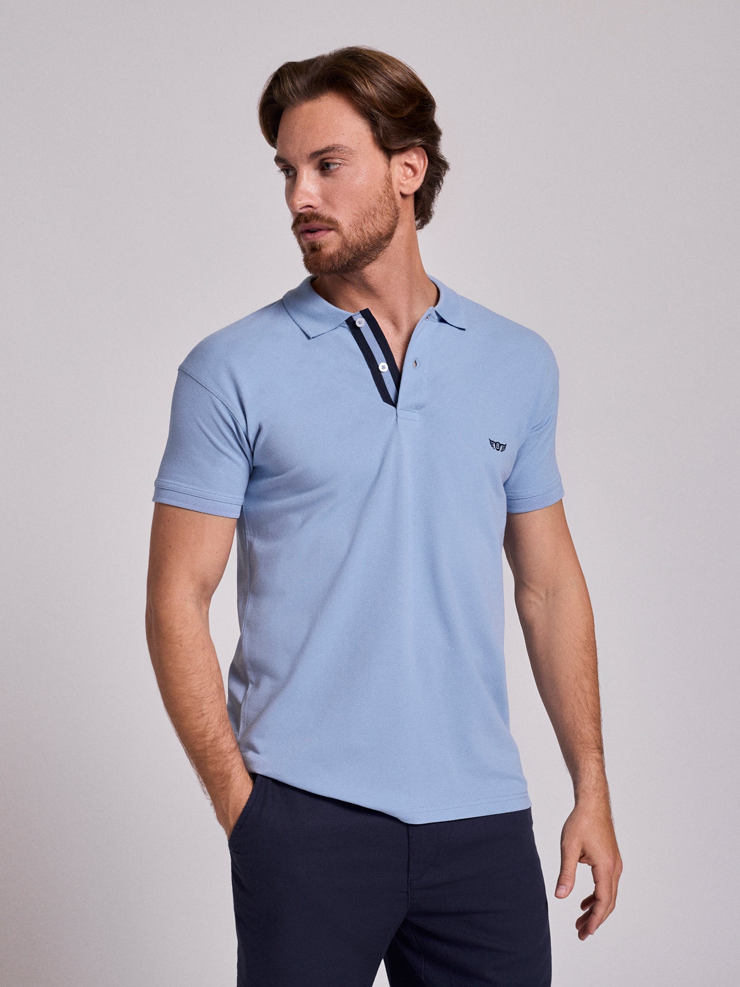 Polo Azul Manga Curta Regular Fit Mr. Blue
