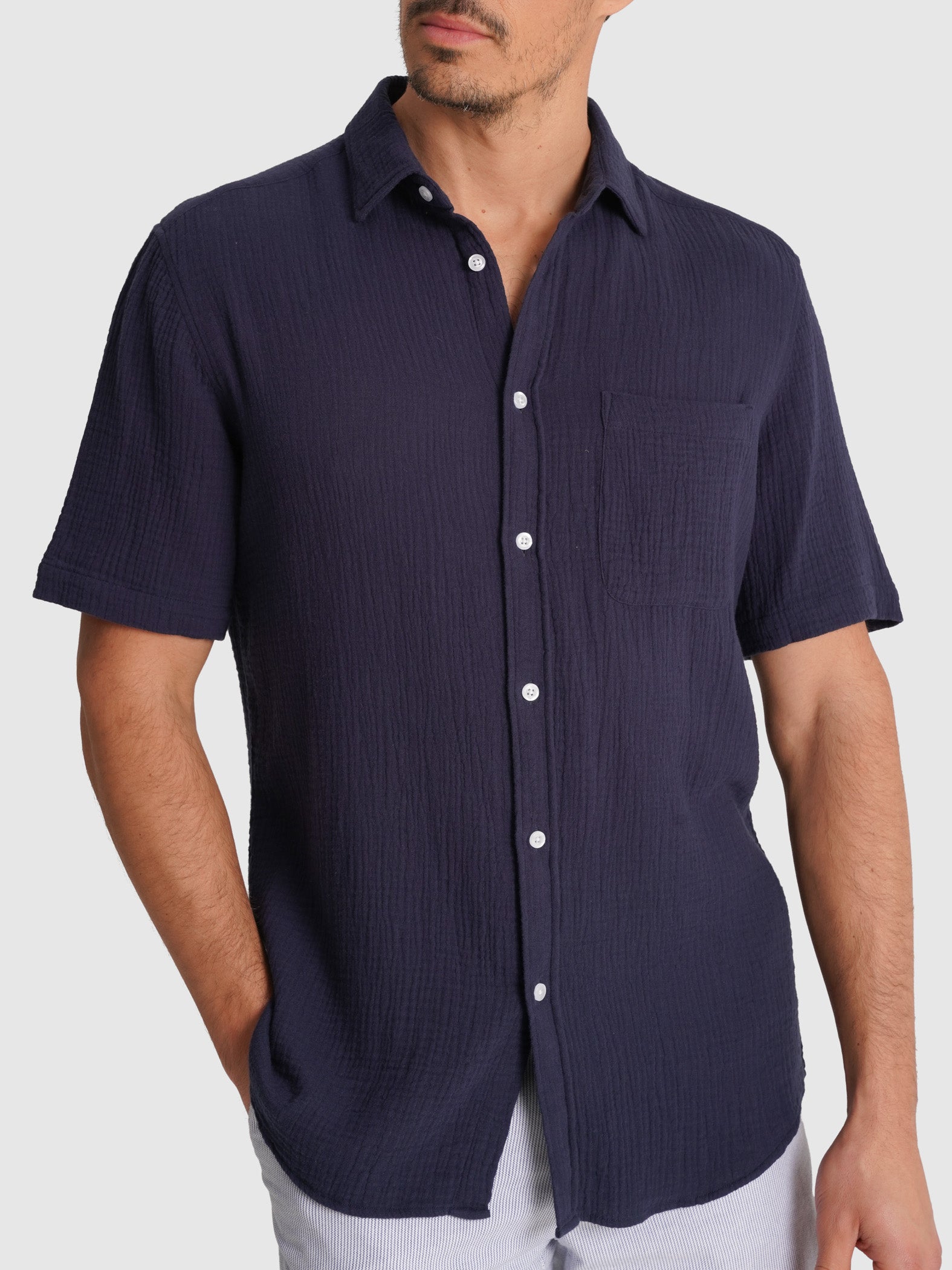 CAMISA AZUL MANGA CURTA REGULAR FIT MR. BLUE