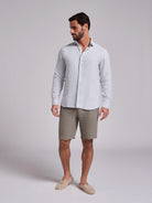 CAMISA LINHO AZUL MANGA COMPRIDA TAILORED FIT MARK BELLUCCI