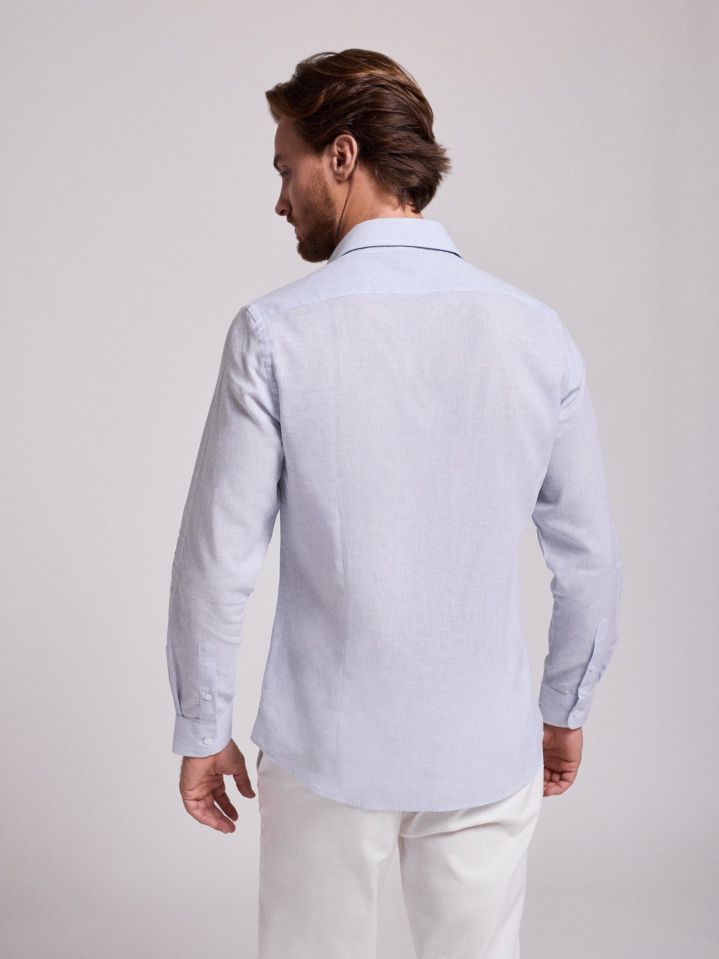 CAMISA LINHO AZUL MANGA COMPRIDA SLIM FIT MR. BLUE