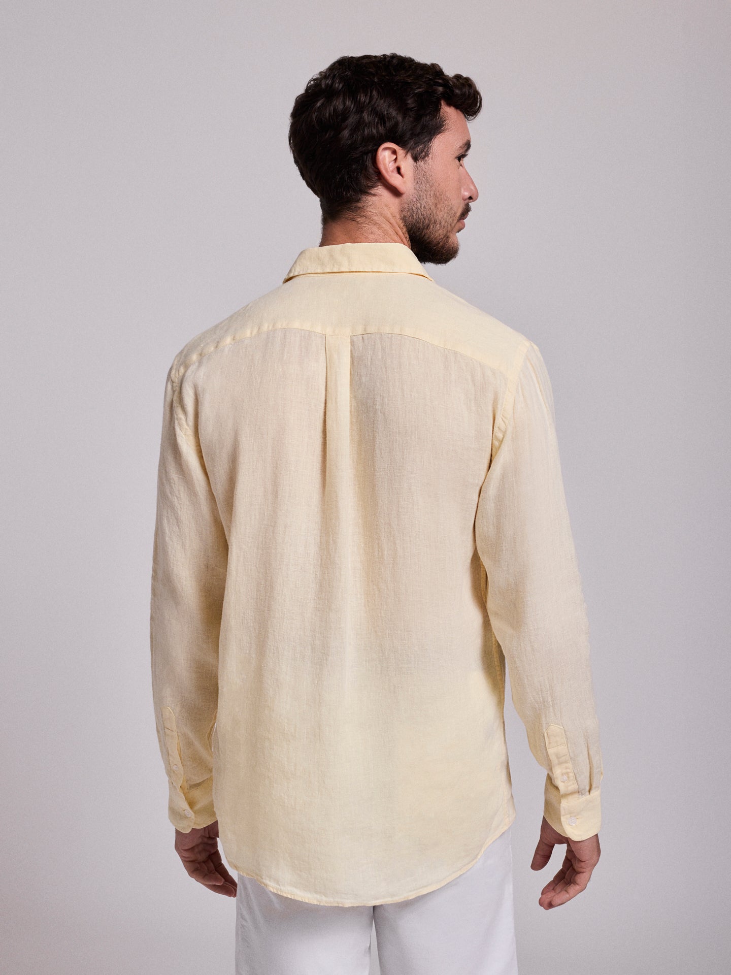 CAMISA LINHO AMARELA MANGA COMPRIDA TAILORED FIT MARK BELLUCCI