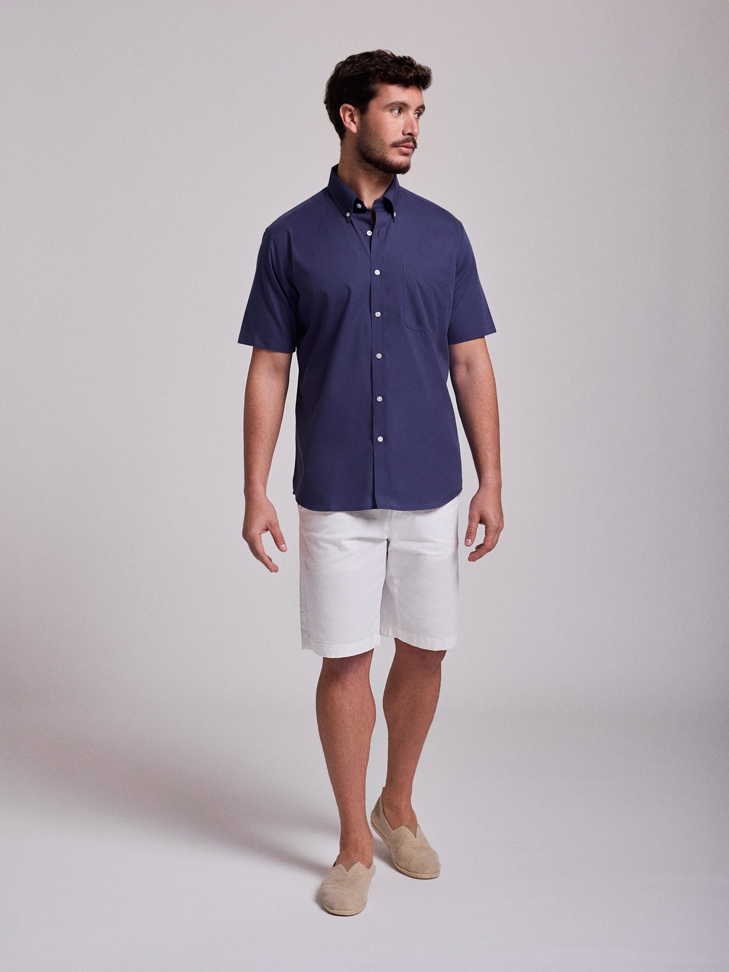 CAMISA ALGODÃO AZUL MANGA CURTA REGULAR FIT MR. BLUE