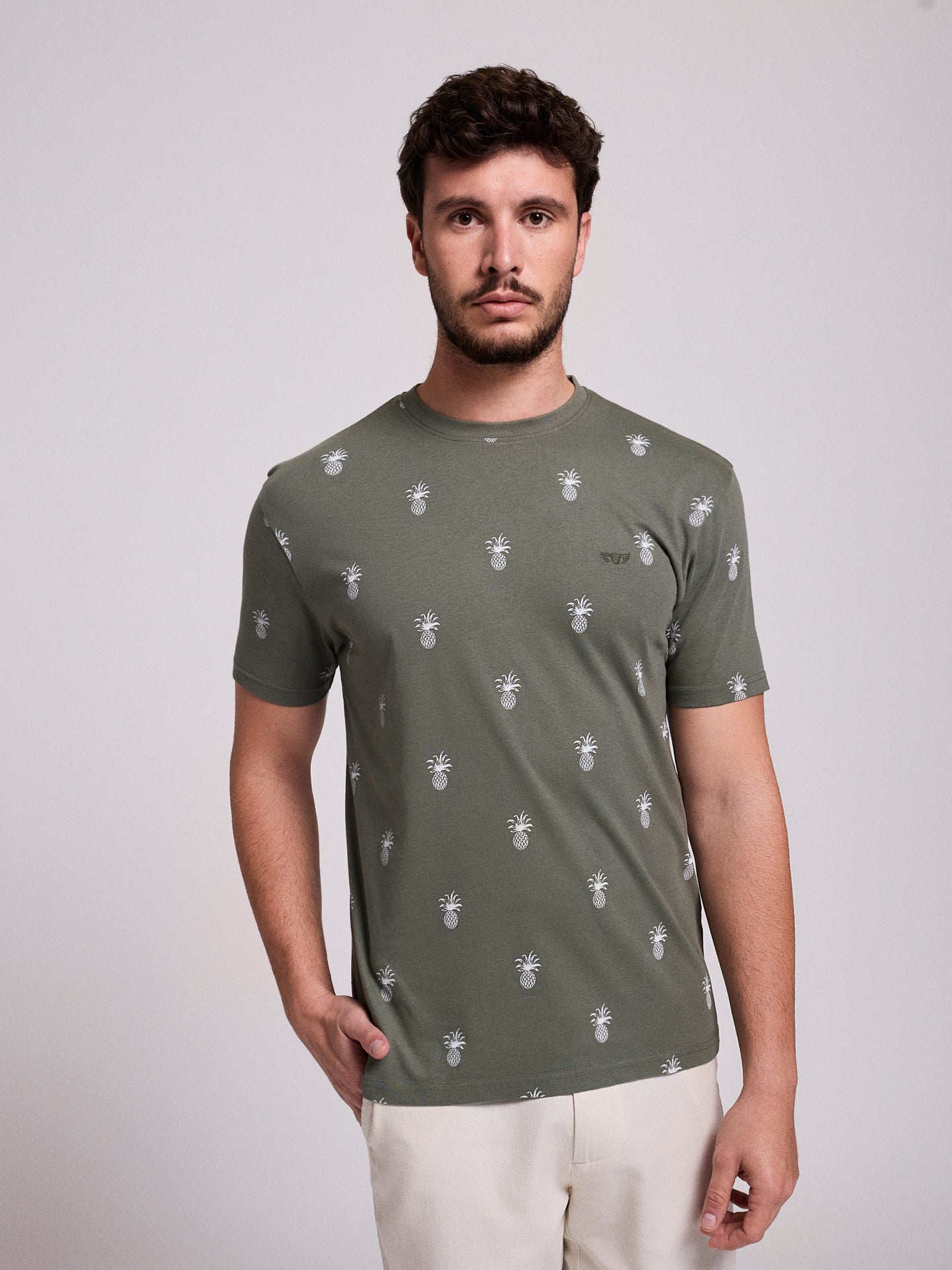 T-SHIRT ALGODÃO VERDE MANGA CURTA REGULAR FIT MR. BLUE