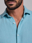 Camisa Linho Azul Manga Comprida Tailored Fit Mr. Blue