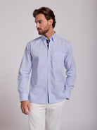 Camisa Algodão Azul Manga Comprida Regular Fit Mr. Blue