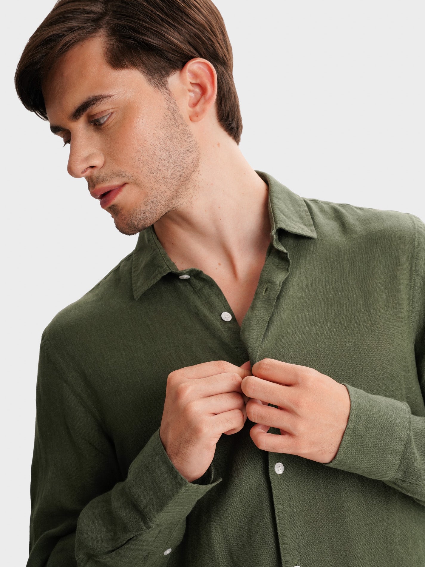 CAMISA LINHO VERDE MANGA COMPRIDA TAILORED FIT MARK BELLUCCI