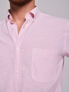 CAMISA LINHO ROSA MANGA CURTA REGULAR FIT MR. BLUE