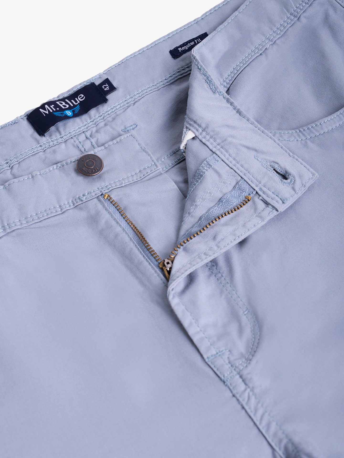 Calça Algodão Azuis Regular Fit Mr. Blue