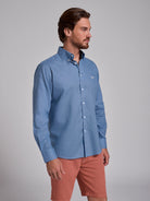 CAMISA LINHO AZUL MANGA COMPRIDA REGULAR FIT MR. BLUE