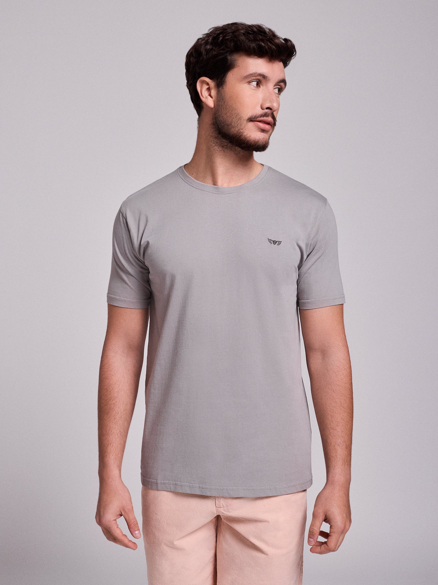 T-SHIRT ALGODÃO CINZENTA MANGA CURTA REGULAR FIT MR. BLUE