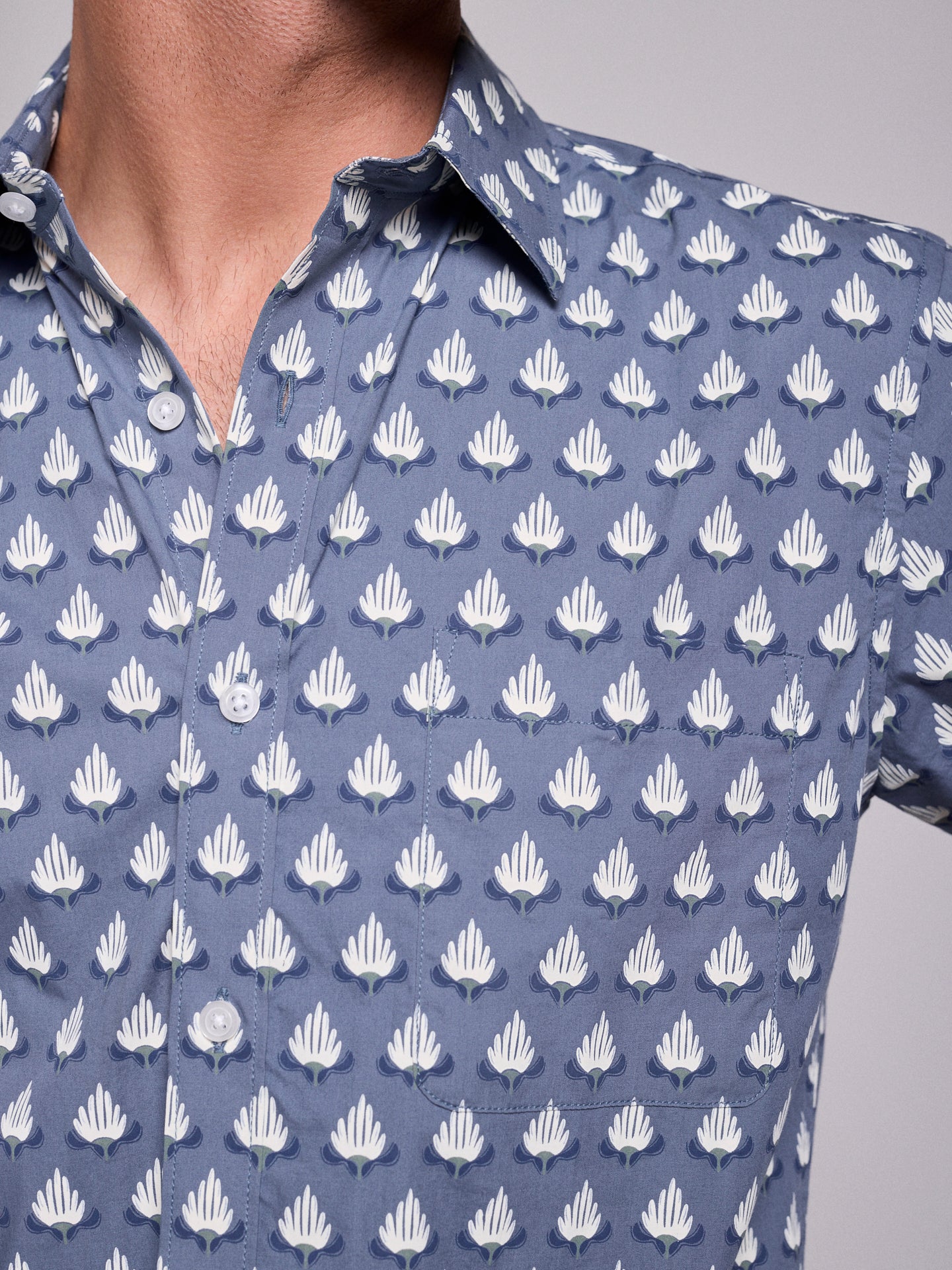 CAMISA ALGODÃO AZUL MANGA CURTA REGULAR FIT MR. BLUE