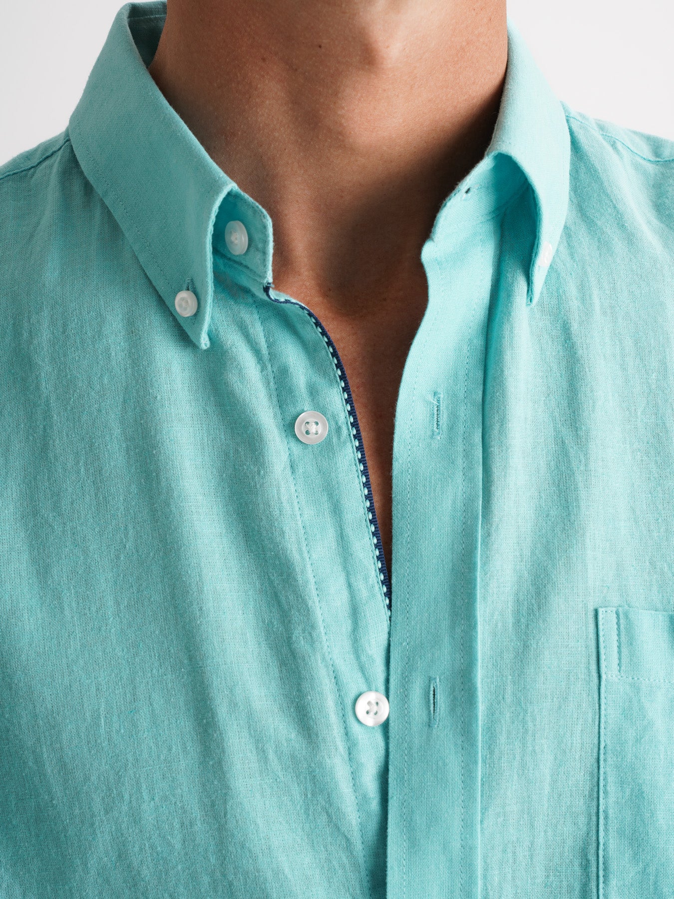 Camisa Regular Fit Linho Azul Mr. Blue