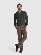 Pullover Lã Verde Com Cotoveleira Regular Fit Mr. Blue