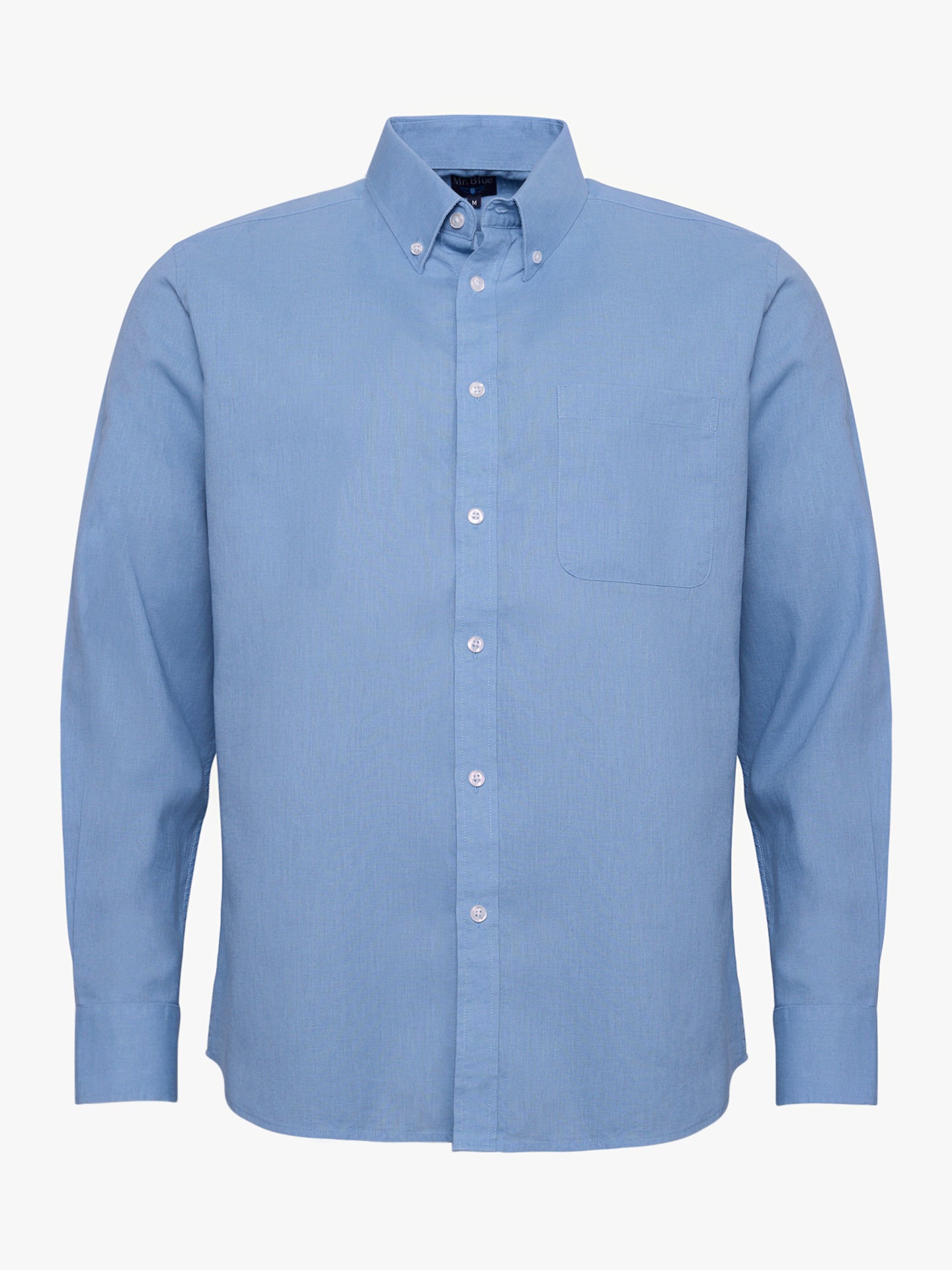 Camisa Linho Azul Manga Comprida Regular Fit Mr. Blue