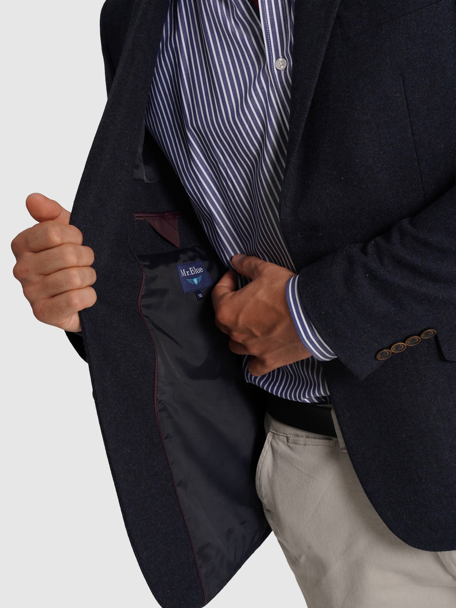 Blazer Lã Azul Manga Comprida Regular Fit – Mr Blue