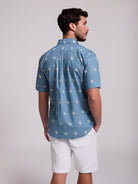 Camisa Algodão Azul Manga Curta Regular Fit Mr. Blue