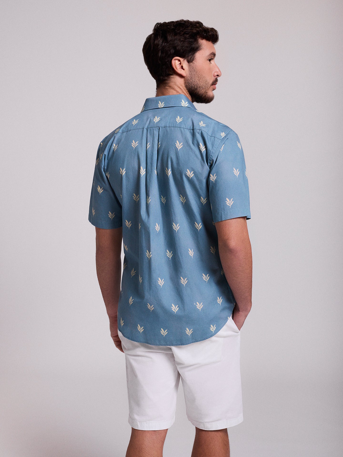 Camisa Algodão Azul Manga Curta Regular Fit Mr. Blue