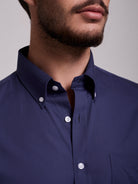 Camisa Algodão Azul Manga Curta Regular Fit Mr. Blue