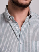 Camisa Linho Verde Manga Curta Regular Fit Mr. Blue