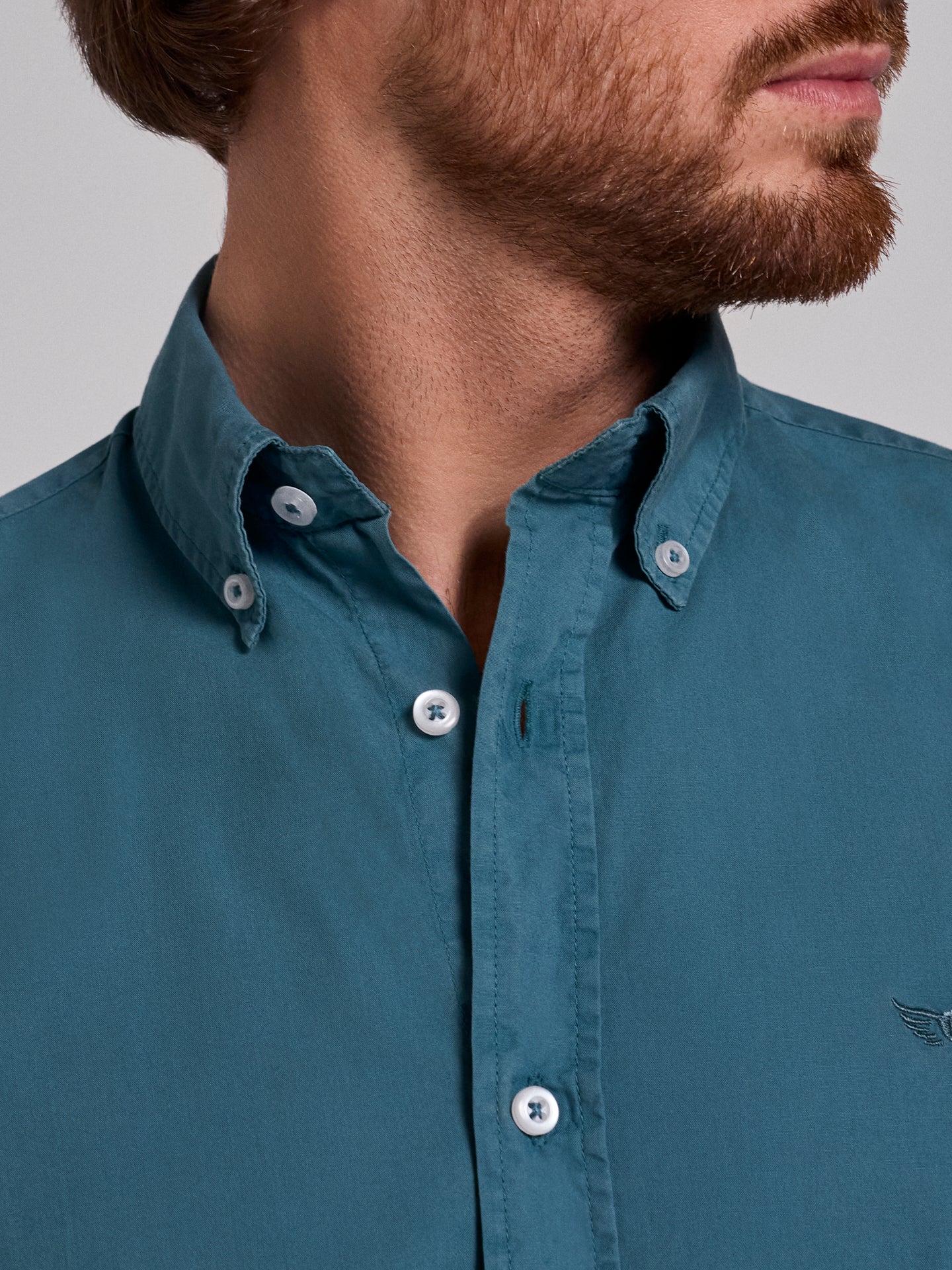 CAMISA ALGODÃO VERDE MANGA CURTA REGULAR FIT MR. BLUE