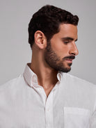 Camisa Linho Branca Manga Comprida Regular Fit Mr. Blue