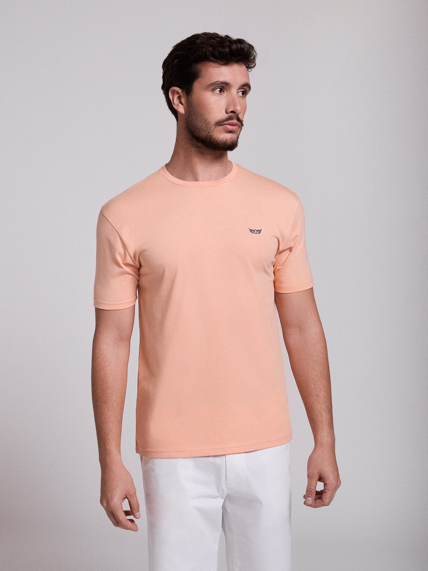 T-SHIRT ALGODÃO LARANJA MANGA CURTA REGULAR FIT MR. BLUE