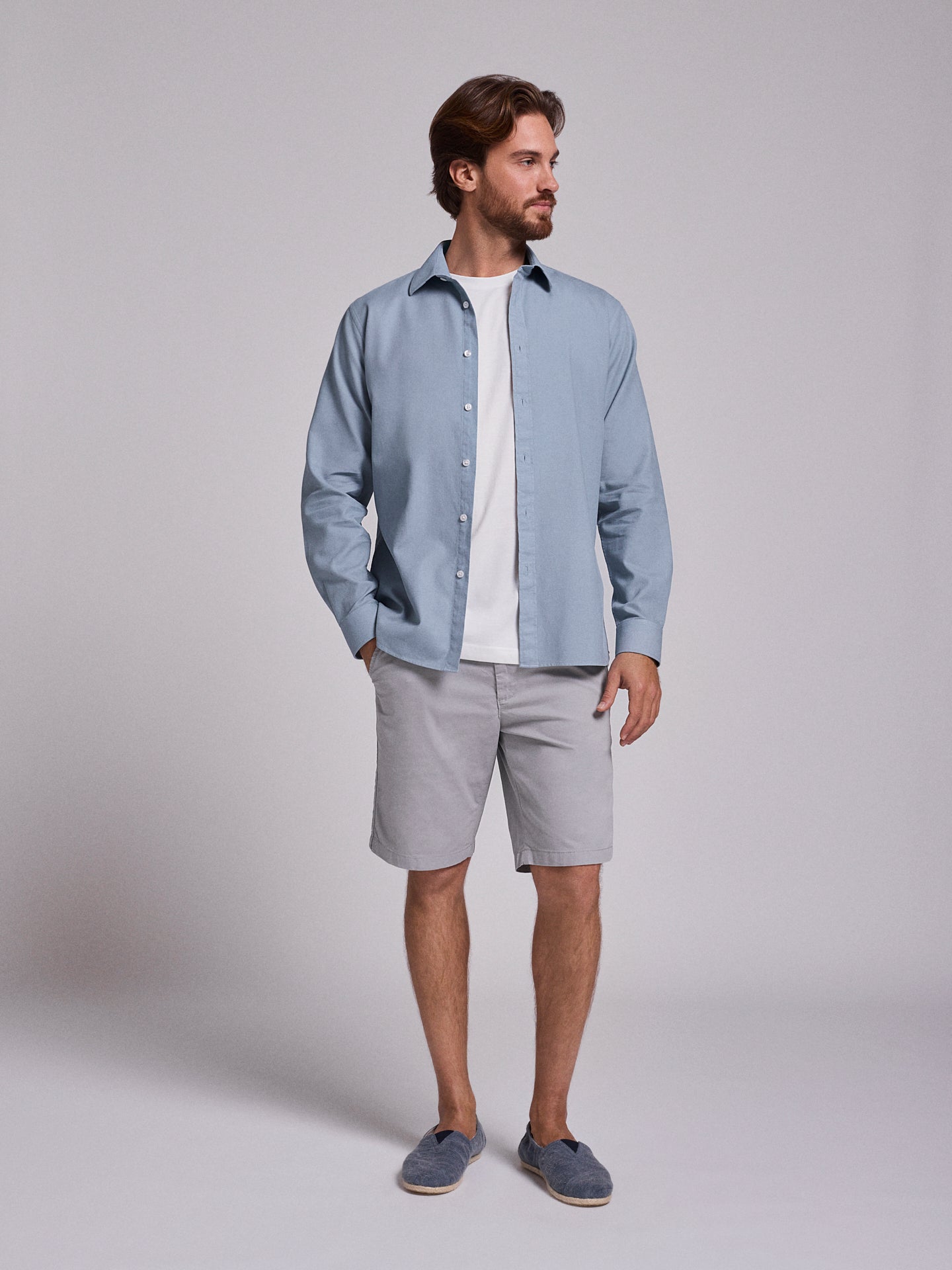 CAMISA ALGODÃO AZUL MANGA COMPRIDA REGULAR FIT MR. BLUE