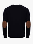 Pullover Caxemira Azul Com Cotoveleira Regular Fit Mr. Blue