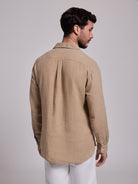 CAMISA LINHO CAMEL MANGA COMPRIDA TAILORED FIT MARK BELLUCCI