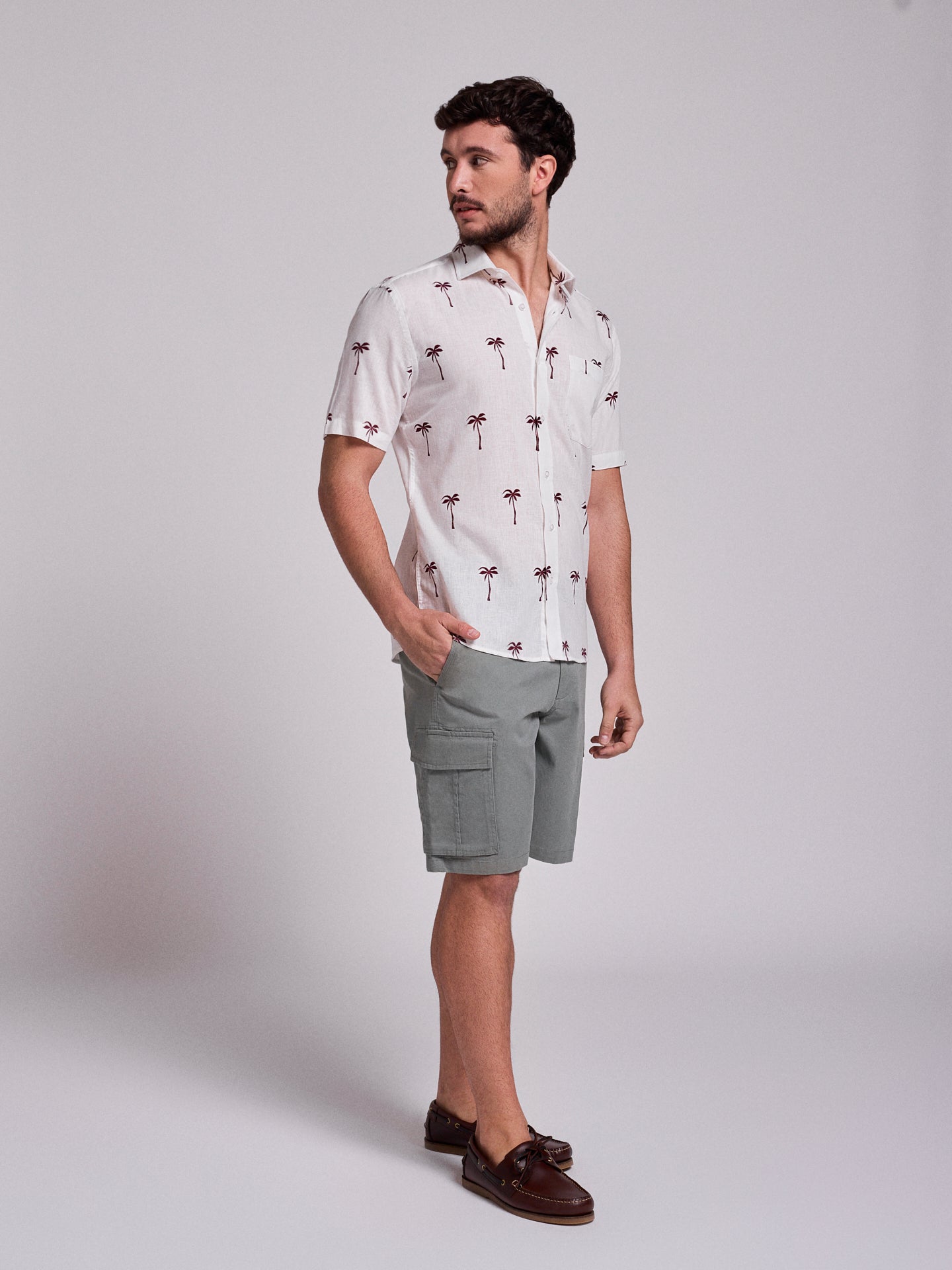 Camisa Linho Vermelha Manga Curta Regular Fit Mr. Blue