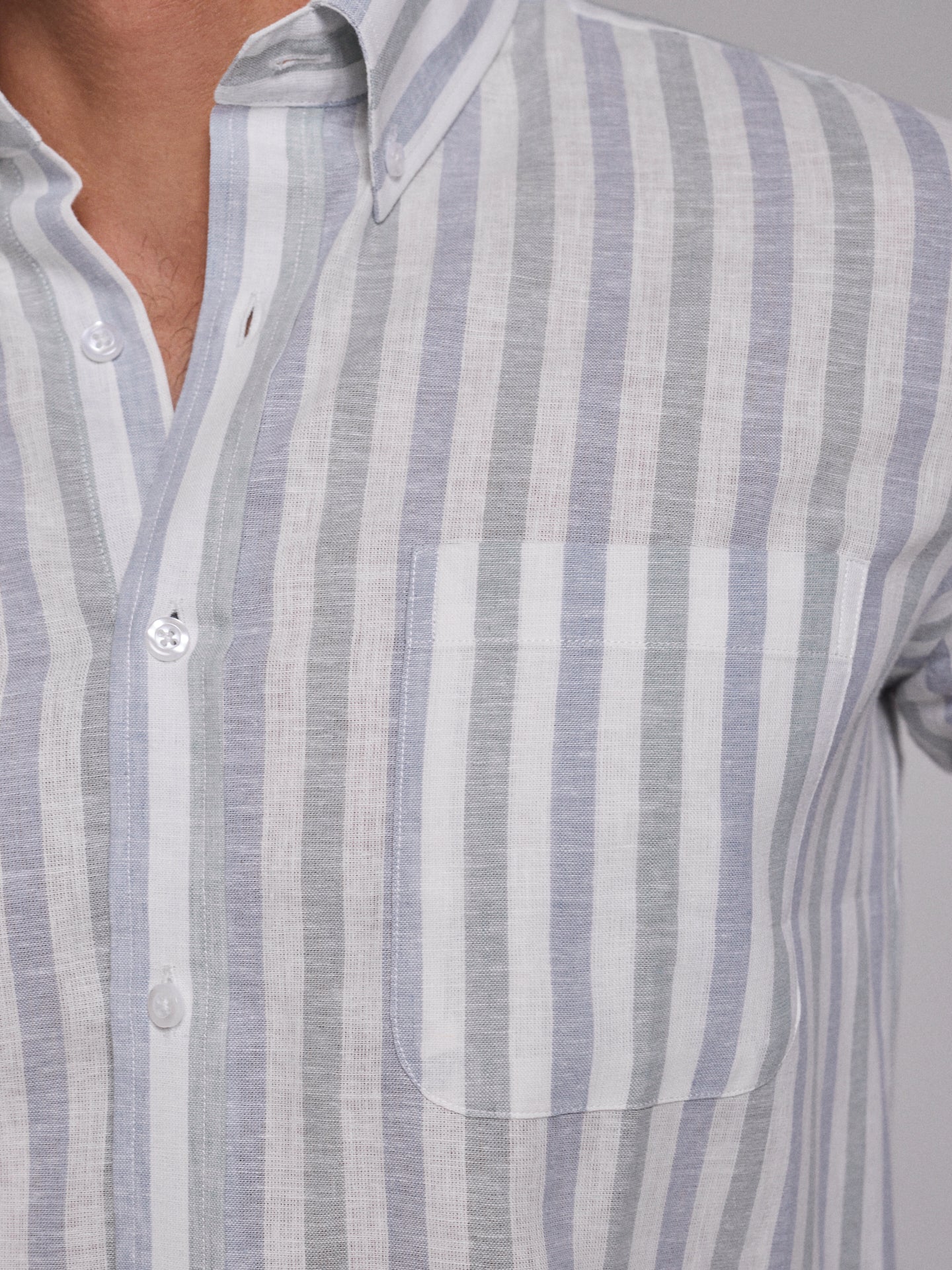 Camisa Linho Verde Manga Comprida Regular Fit Mr. Blue