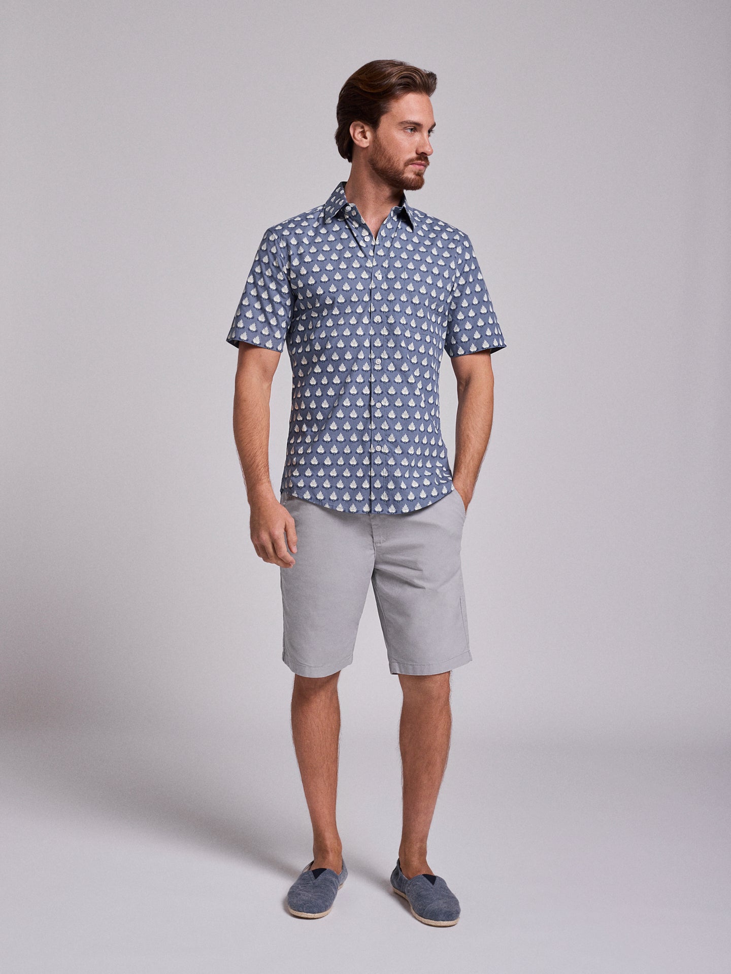 CAMISA ALGODÃO AZUL MANGA CURTA REGULAR FIT MR. BLUE