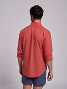 Camisa Linho Vermelha Manga Comprida Regular Fit Mr. Blue