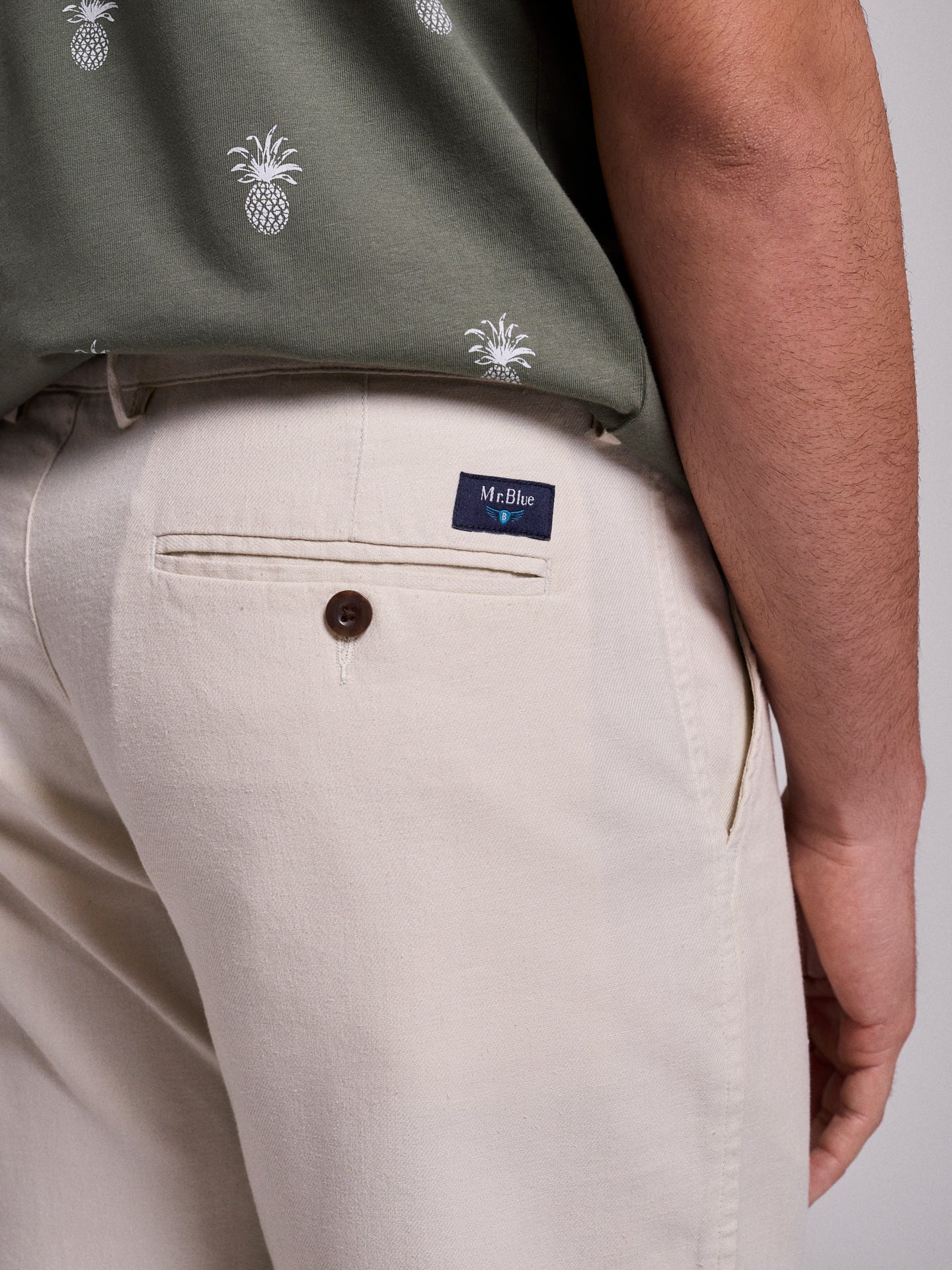 Calça Linho Beges Regular Fit Mr. Blue