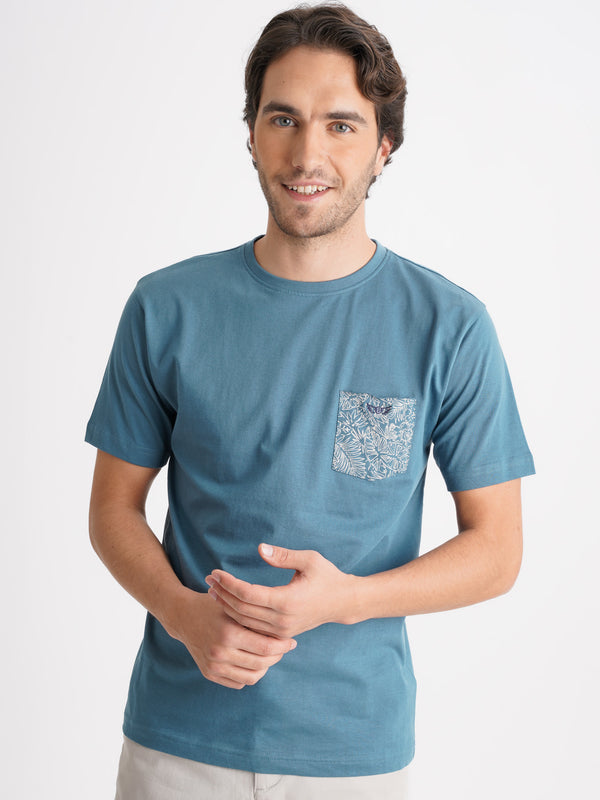 T-Shirt 100% Algodão Azul Mr. Blue