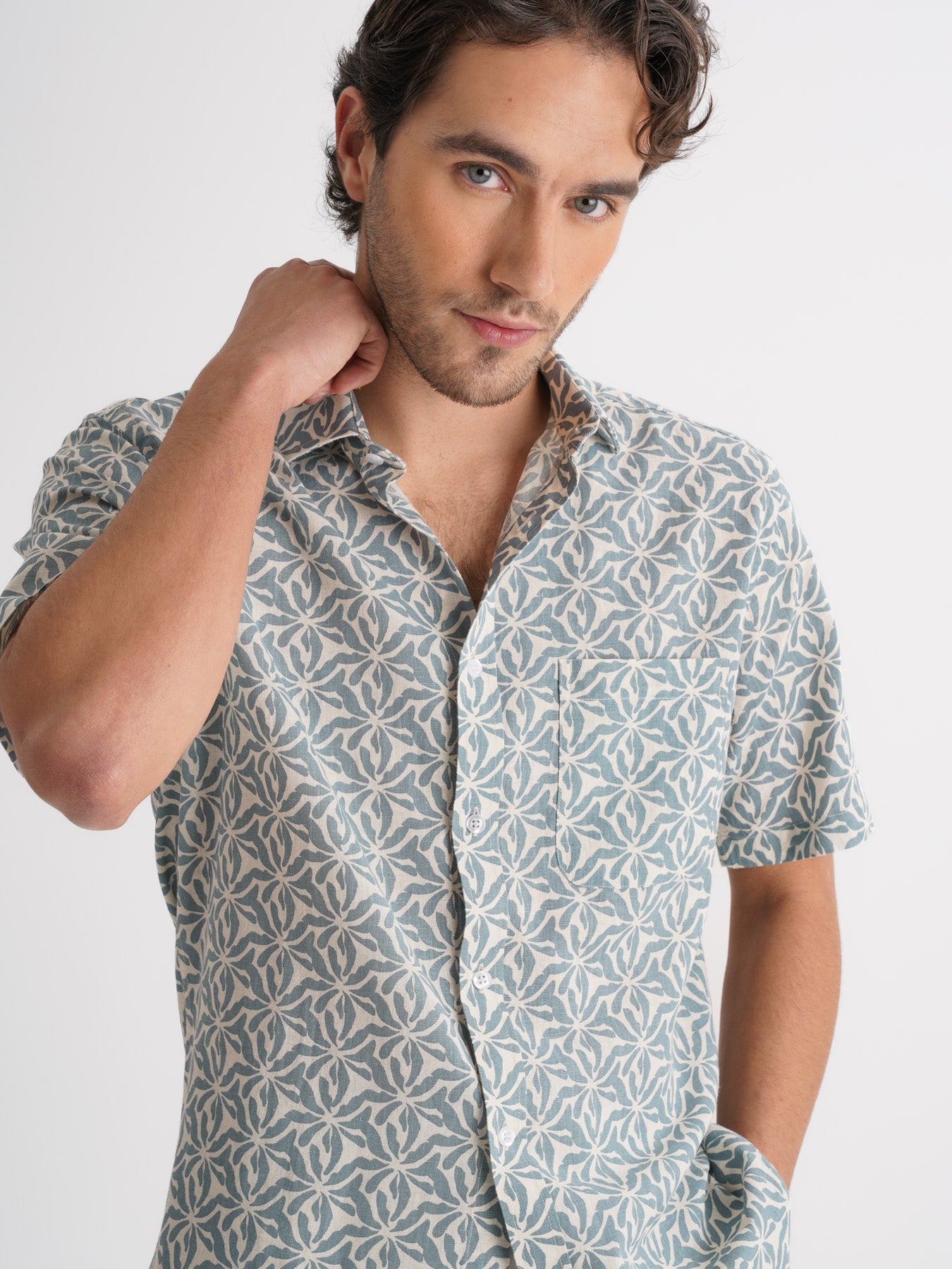Camisa Regular Fit Linho Azul Mr. Blue