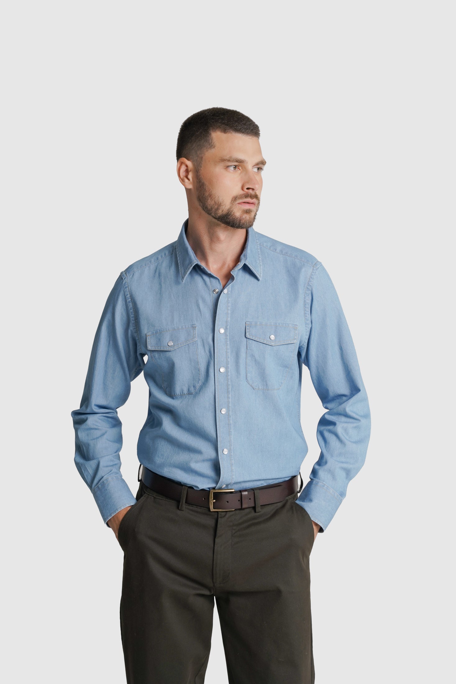 CAMISA ALGODÃO REGULAR FIT VERDE LISA MR. BLUE