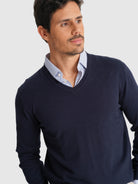 PULLOVER AZUL COM COTOVELEIRA REGULAR FIT MR. BLUE